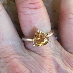 HONEY CITRINE trilliant 925 sterling solitaire 8